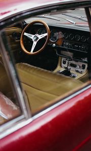 Preview wallpaper car, salon, retro, steering wheel