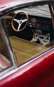 Preview wallpaper car, salon, retro, steering wheel