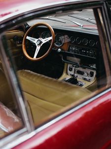 Preview wallpaper car, salon, retro, steering wheel