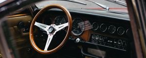 Preview wallpaper car, salon, retro, steering wheel