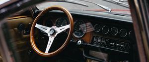 Preview wallpaper car, salon, retro, steering wheel