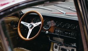 Preview wallpaper car, salon, retro, steering wheel