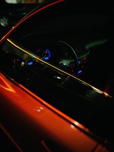 Preview wallpaper car, salon, steering wheel, panel, dark