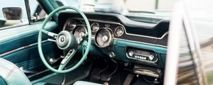 Preview wallpaper car, salon, steering wheel, retro, seat