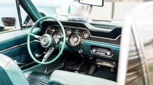Preview wallpaper car, salon, steering wheel, retro, seat