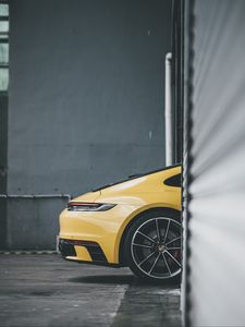 Preview wallpaper car, side view, wheel, yellow