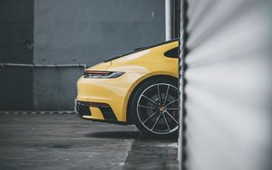 Preview wallpaper car, side view, wheel, yellow