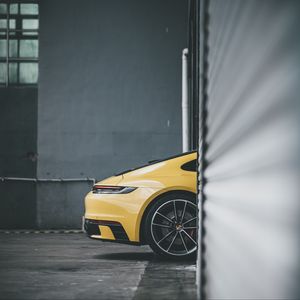 Preview wallpaper car, side view, wheel, yellow