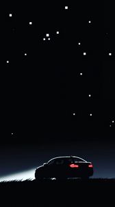 Preview wallpaper car, silhouette, art, night, lights, sky