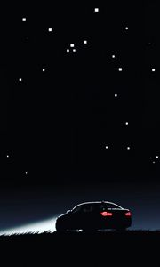 Preview wallpaper car, silhouette, art, night, lights, sky