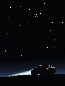 Preview wallpaper car, silhouette, art, night, lights, sky