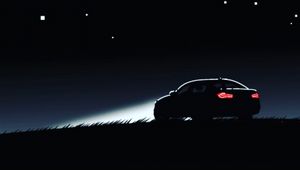 Preview wallpaper car, silhouette, art, night, lights, sky