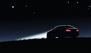 Preview wallpaper car, silhouette, art, night, lights, sky