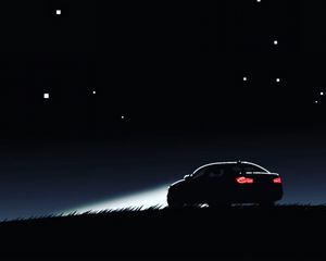 Preview wallpaper car, silhouette, art, night, lights, sky