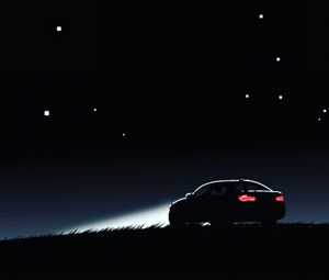 Preview wallpaper car, silhouette, art, night, lights, sky