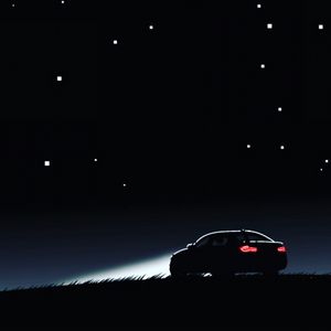 Preview wallpaper car, silhouette, art, night, lights, sky