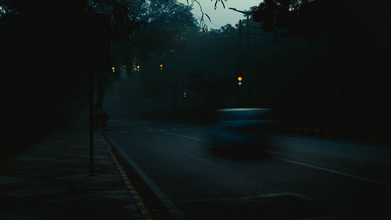 Wallpaper car, silhouette, movement, dark, gloomy