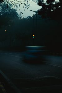 Preview wallpaper car, silhouette, movement, dark, gloomy