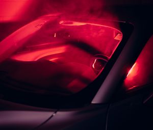 Preview wallpaper car, smoke, light, red