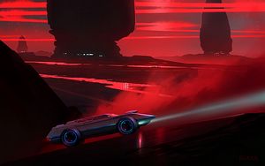 Preview wallpaper car, spaceship, futurism, sci-fi, night