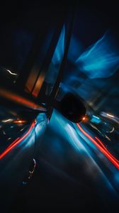 Preview wallpaper car, speed, movement, lights, blur