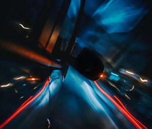 Preview wallpaper car, speed, movement, lights, blur