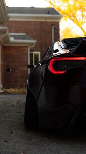 Preview wallpaper car, sports car, black, rear view, taillight