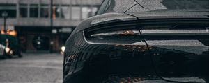 Preview wallpaper car, sports car, black, wet, rear view