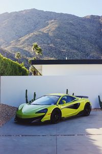 Preview wallpaper car, sports car, front view, yellow