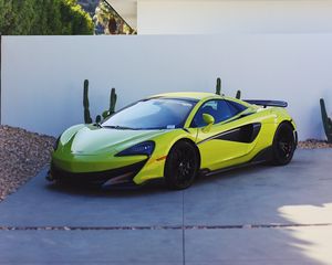 Preview wallpaper car, sports car, front view, yellow