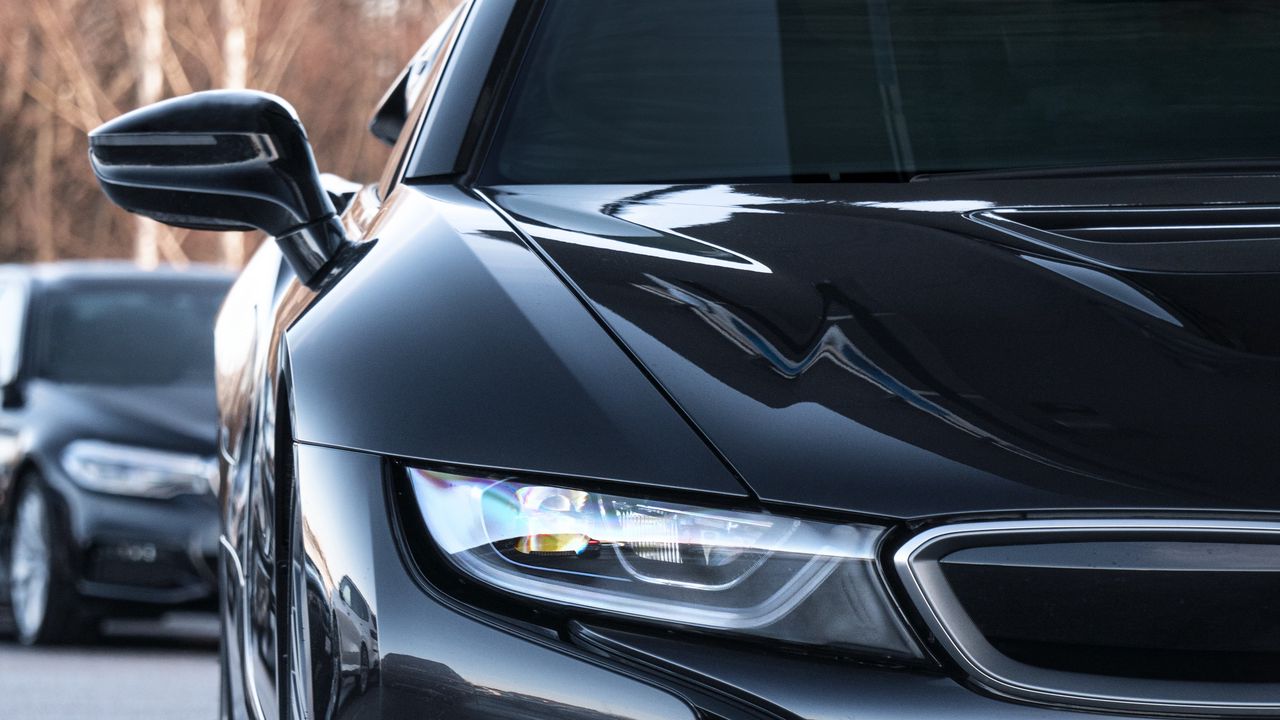 Wallpaper car, sports car, front view, black