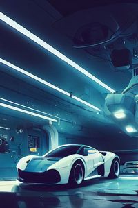 Preview wallpaper car, sports car, front view, light, art