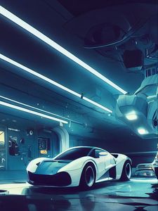 Preview wallpaper car, sports car, front view, light, art