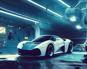 Preview wallpaper car, sports car, front view, light, art