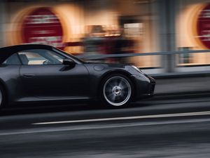 Preview wallpaper car, sports car, gray, street, speed