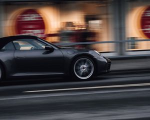 Preview wallpaper car, sports car, gray, street, speed