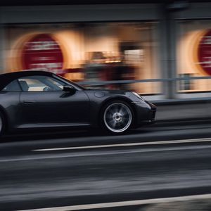 Preview wallpaper car, sports car, gray, street, speed