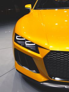 Preview wallpaper car, sports car, headlight, yellow, front view