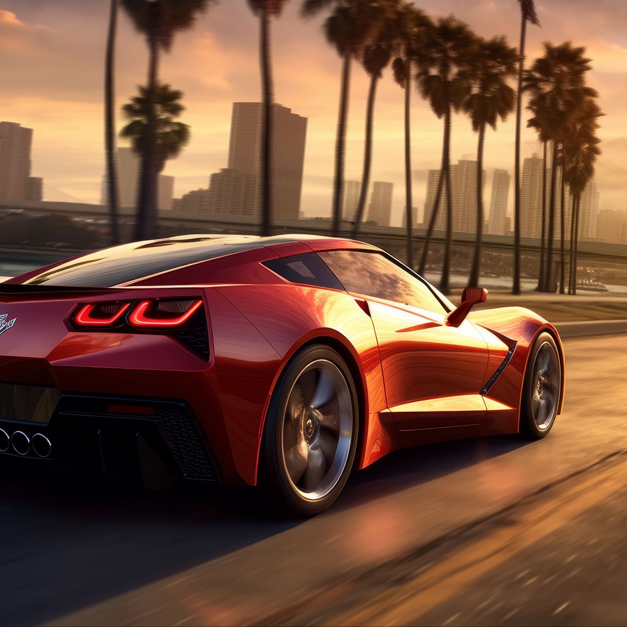 1280x1280 Wallpaper car, sports car, machine, red