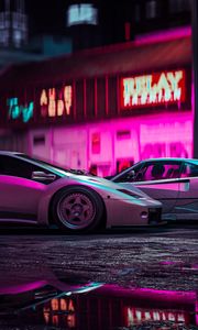 Preview wallpaper car, sports car, neon, backlight, street