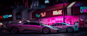 Preview wallpaper car, sports car, neon, backlight, street