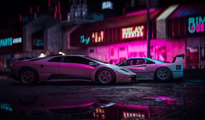 Preview wallpaper car, sports car, neon, backlight, street