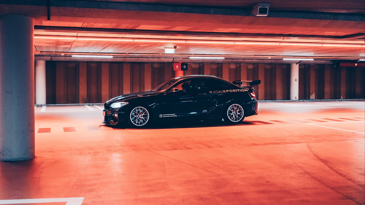 Wallpaper car, sports car, parking, black