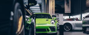 Preview wallpaper car, sports car, parking, green