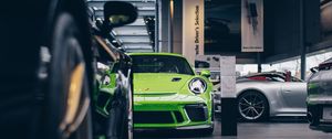 Preview wallpaper car, sports car, parking, green
