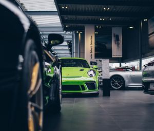 Preview wallpaper car, sports car, parking, green