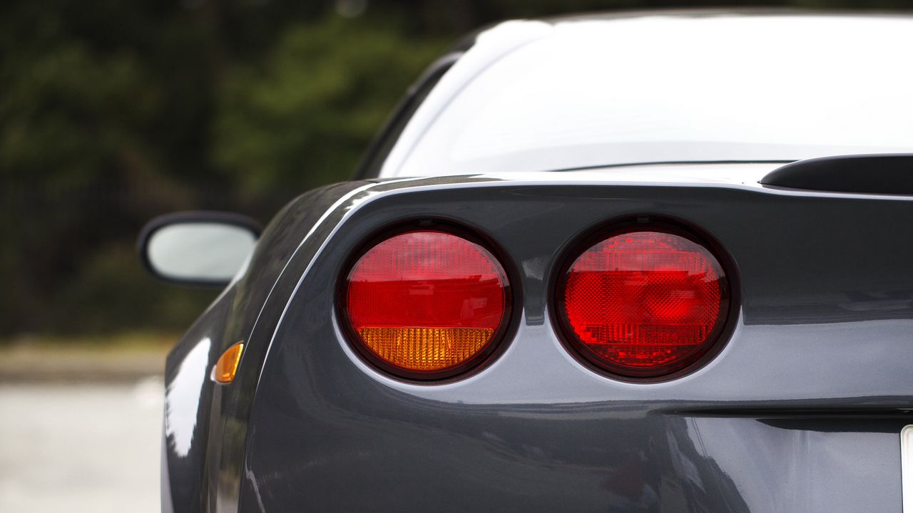 Wallpaper car, sports car, rear view, headlights, gray