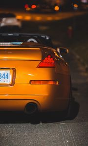 Preview wallpaper car, sports car, rear view, yellow, headlight