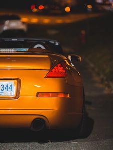 Preview wallpaper car, sports car, rear view, yellow, headlight