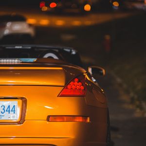 Preview wallpaper car, sports car, rear view, yellow, headlight